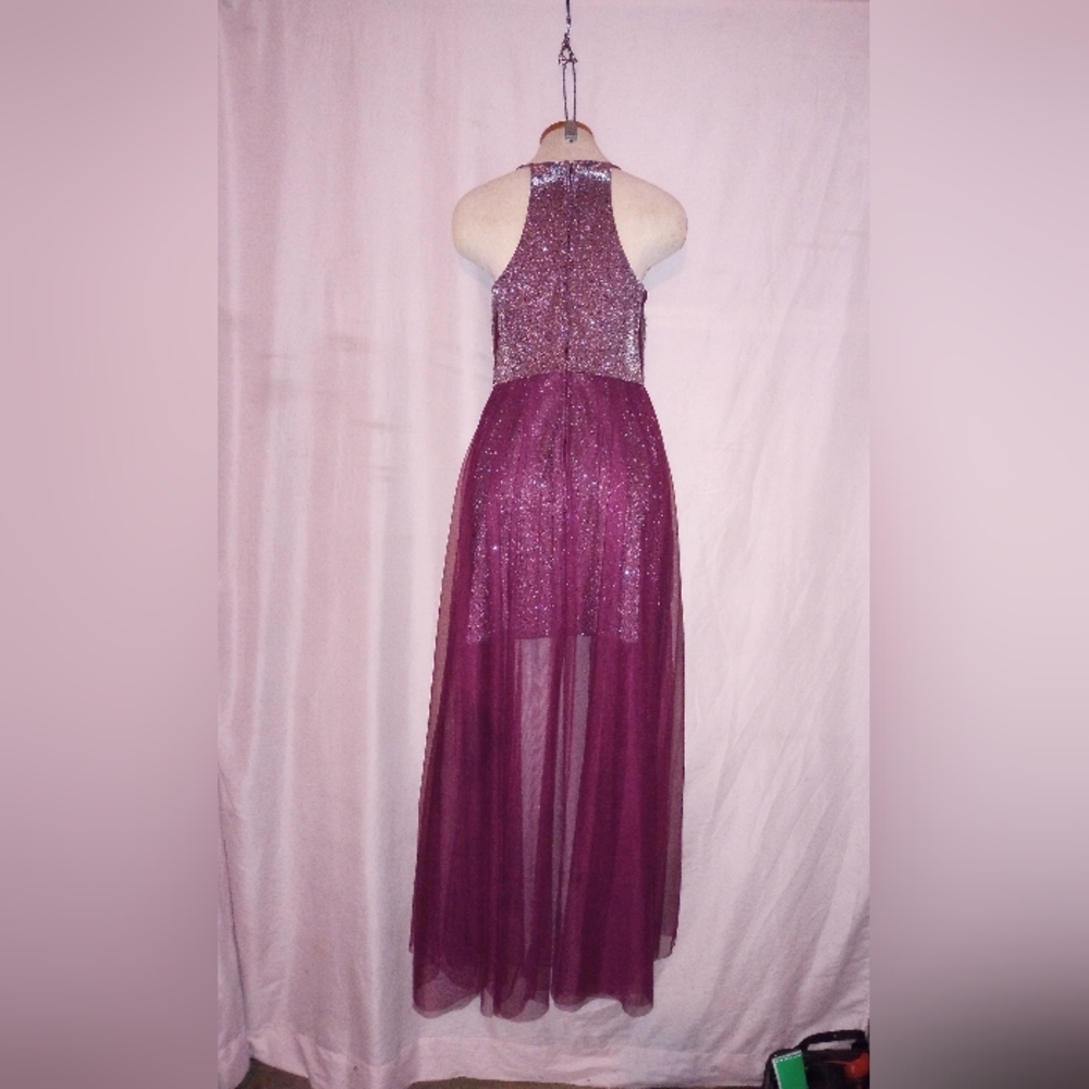 Social Couture Plum Sparkly Formal Dress Size 9/10 - Picture 11 of 16